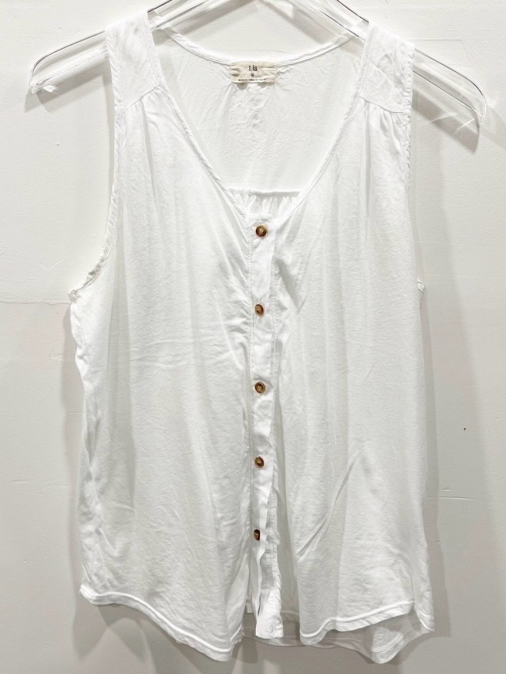 Anthropologie t.la White Sleeveless Tank Top Button Front Medium Lightweight